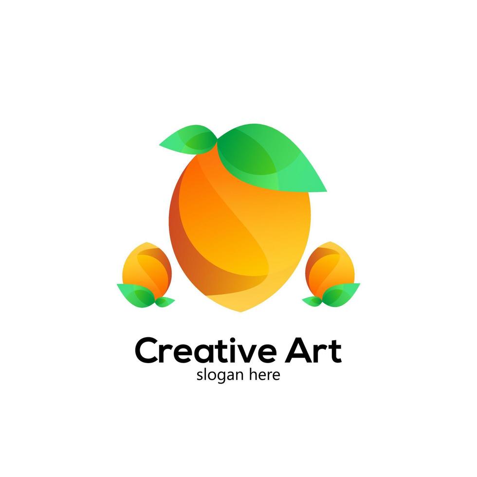 Fruta logo diseño icono degradado vistoso vector