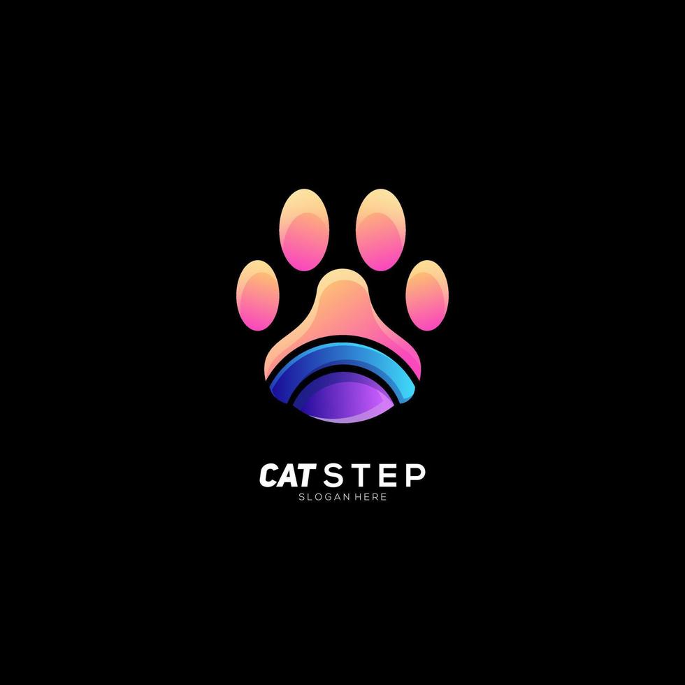 gato paso logo degradado diseño vistoso vector