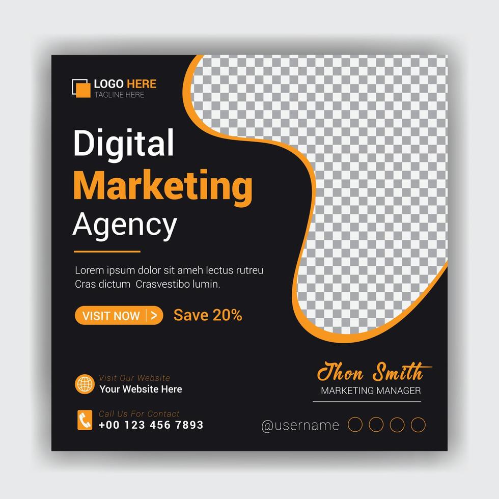 Yellow and black social media post design template vector