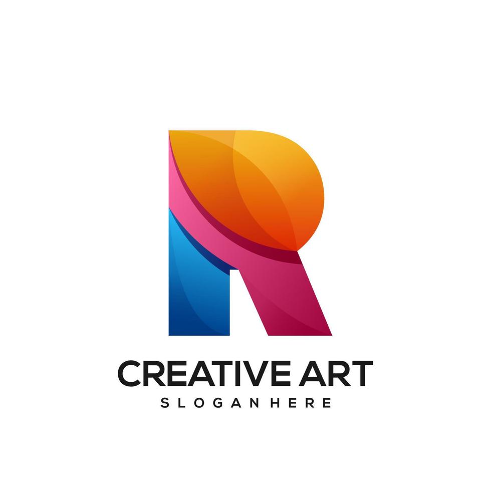 R letter logo gradient colorful vector
