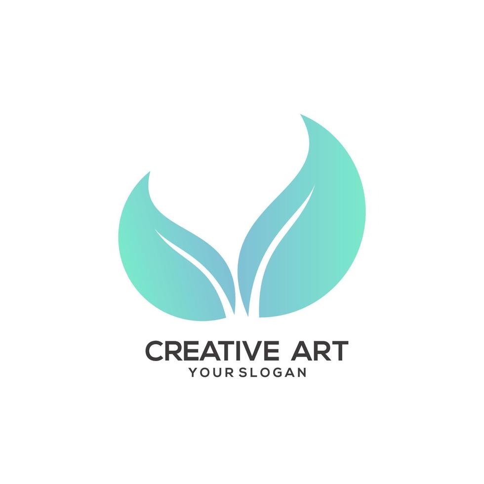 Leaf logo gradient colorful design vector