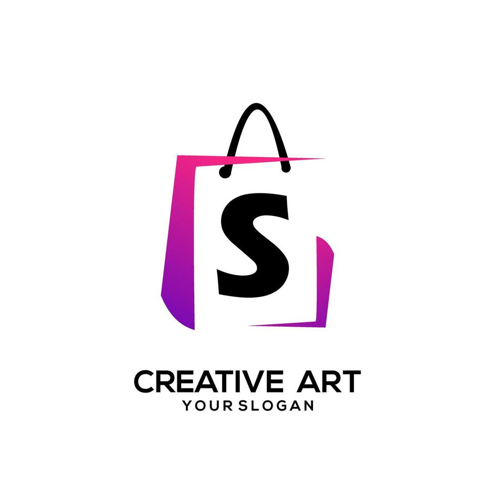 Shopping cart bag design logo gradient colorful vector