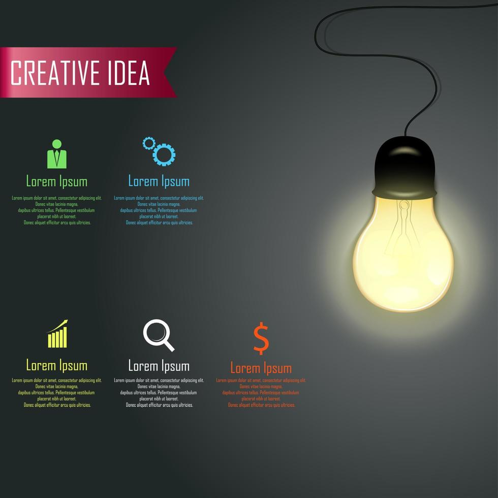 Modern infographic template with light bulb vector