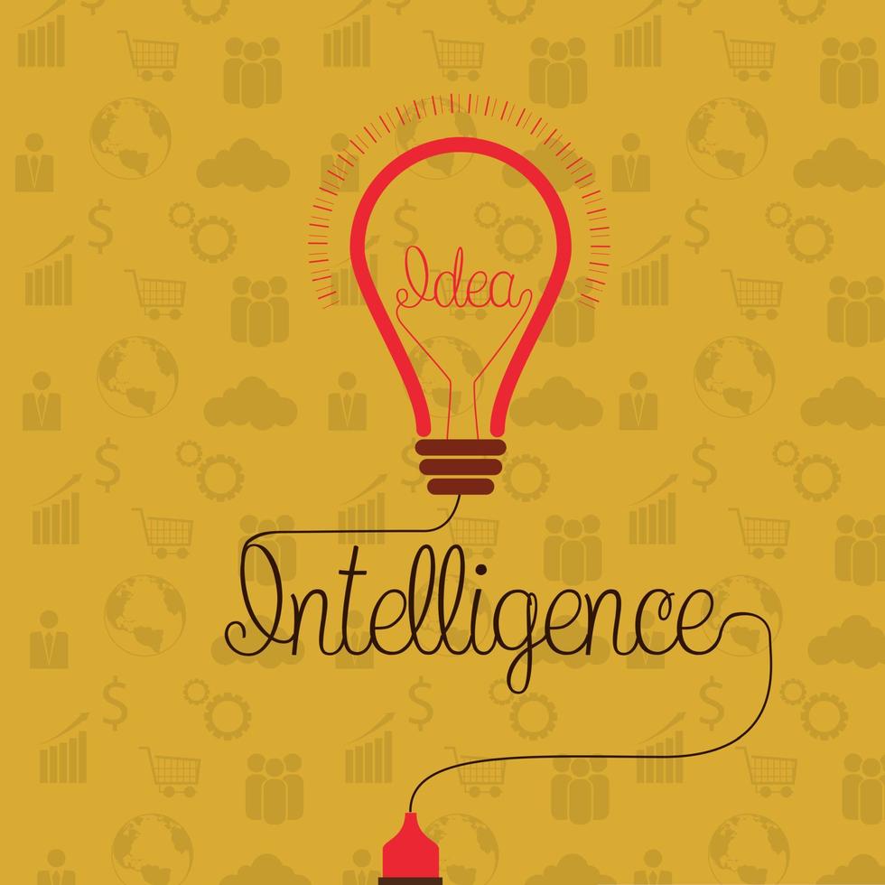 inteligencia concepto con creativo ligero bulbo idea vector