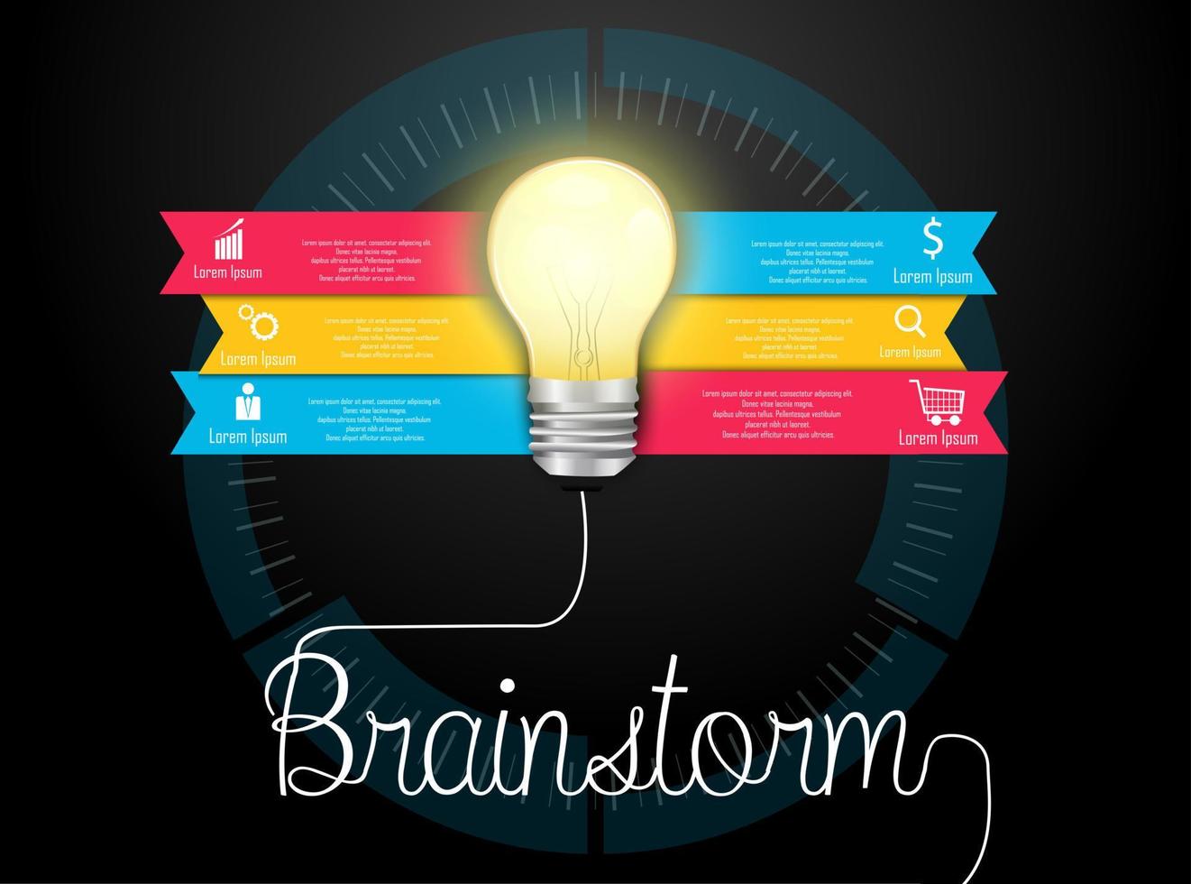 Creative brainstorm concept and light bulb infographic template vector