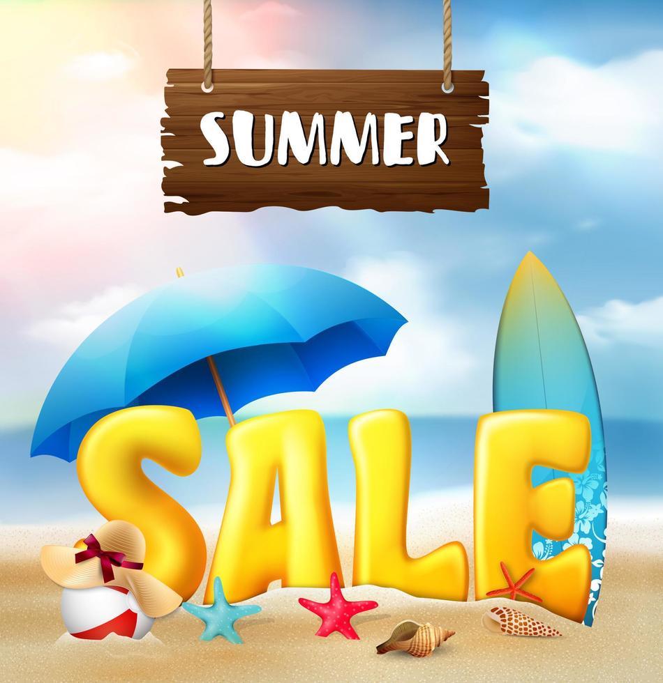 Summer sale banner beach background vector