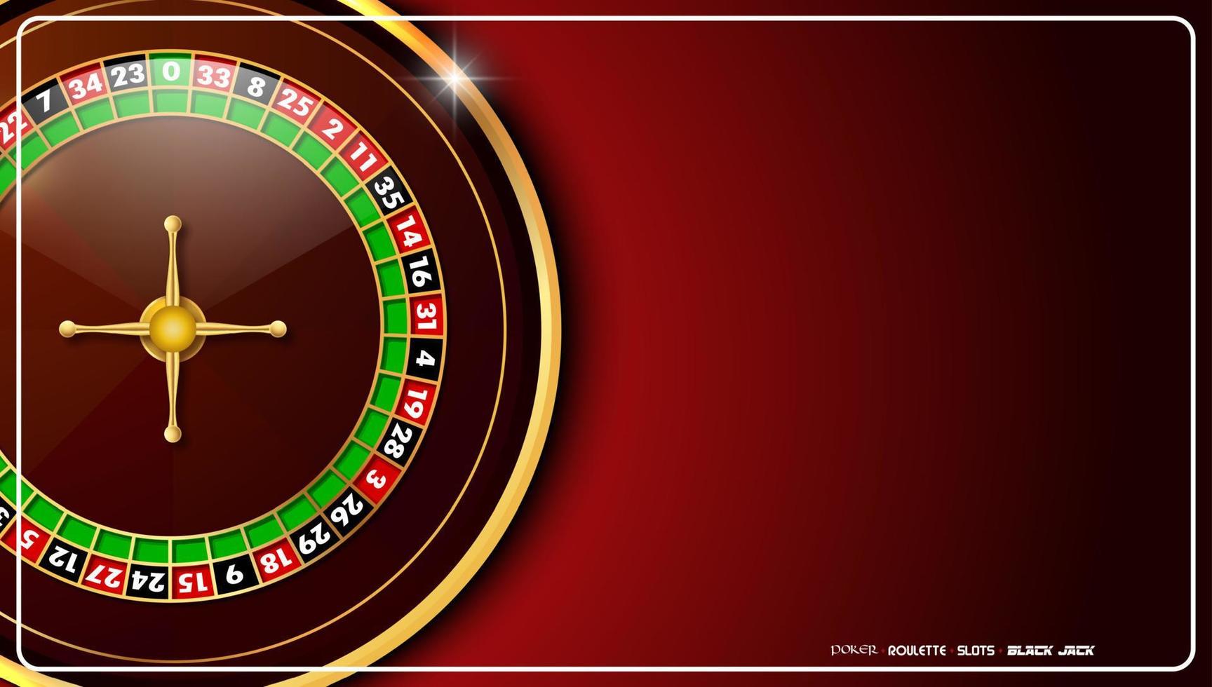 Casino roulette wheel on red table background vector