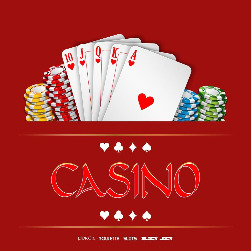 Casino background with chips and playing cards vector