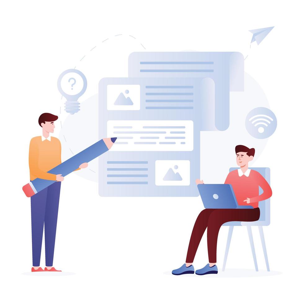 Get your hands on this content writing flat illustration vector