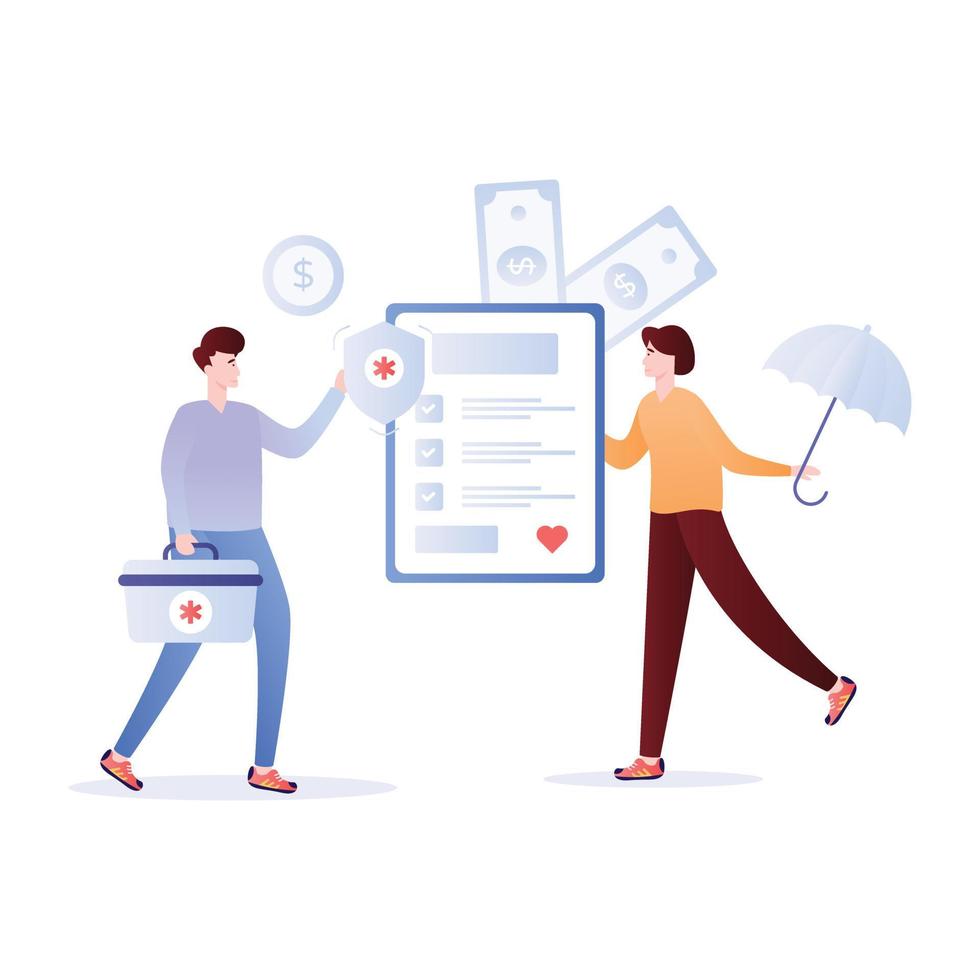An editable flat illustration of health insurance vector