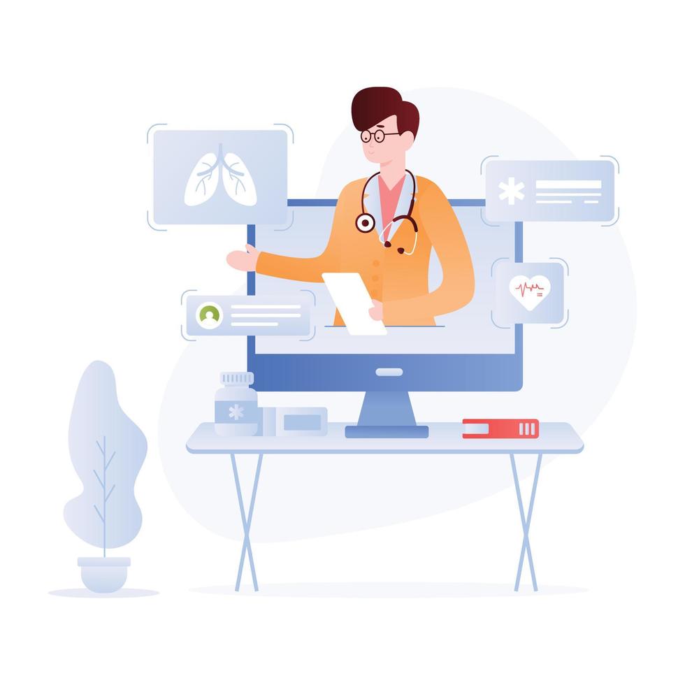 Flat illustration of online consultation with high resolution vector