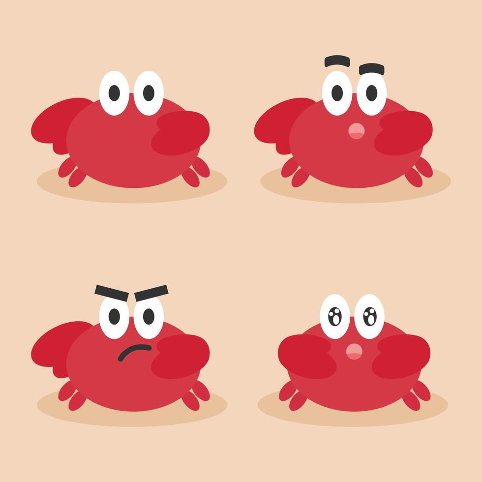 Little cute crab with many emotional vector