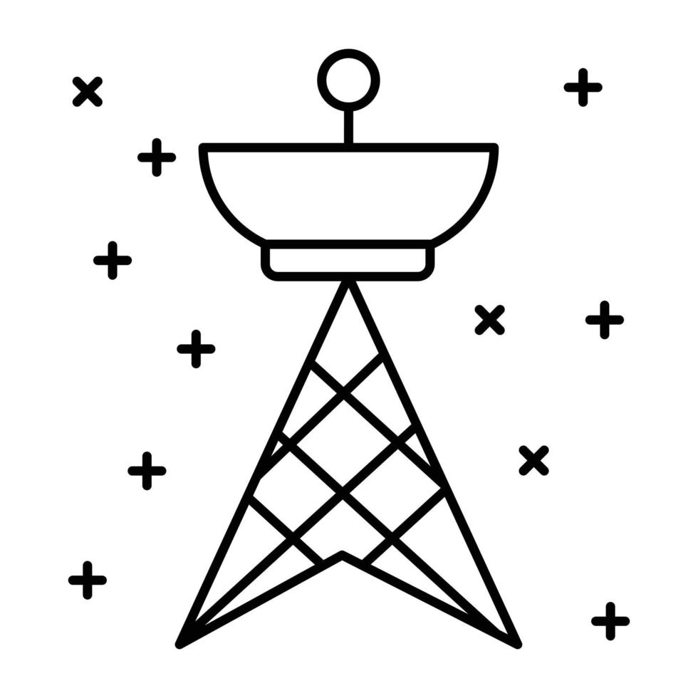 A customizable linear icon of space tower vector