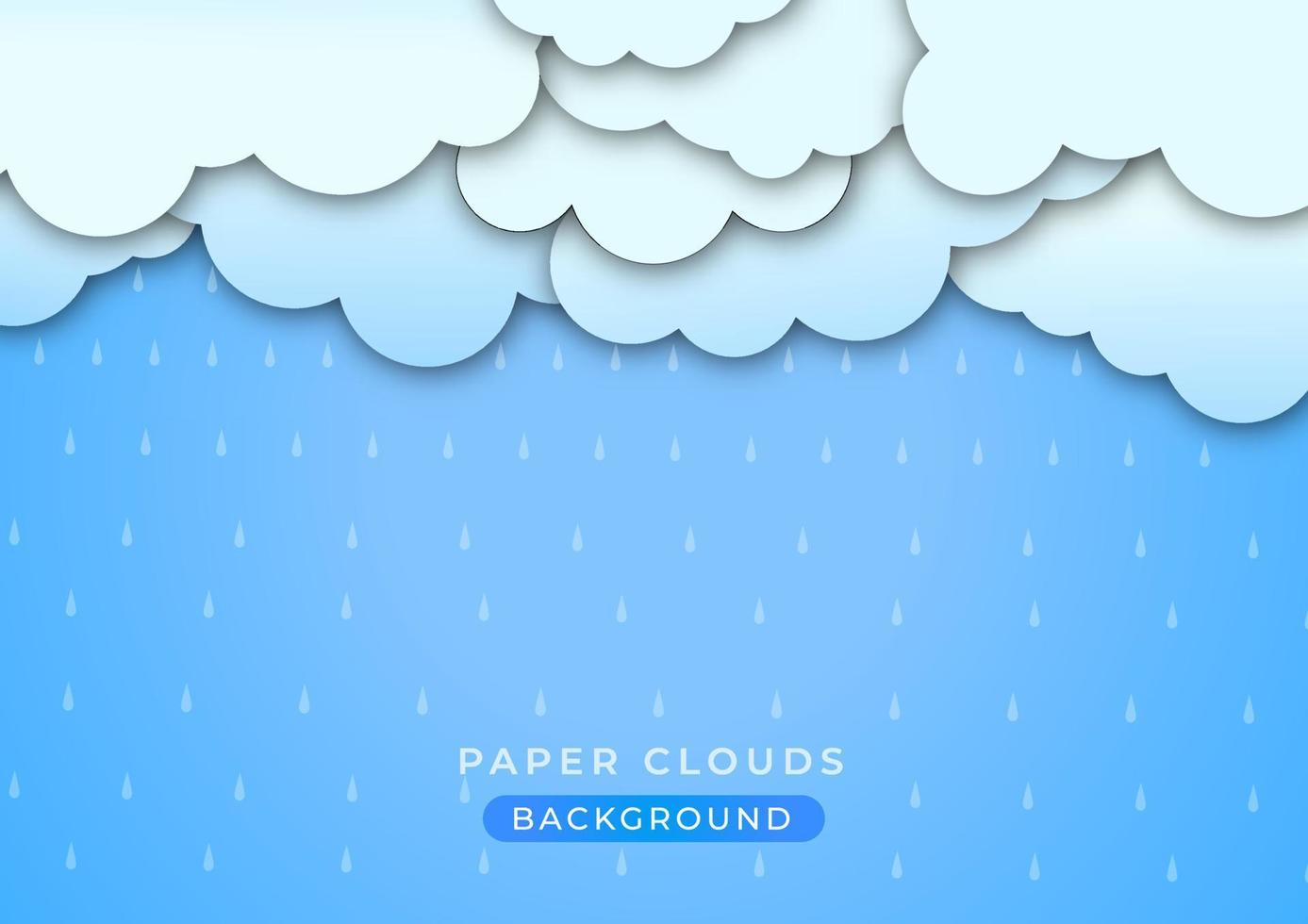 illustration vector graphic paper clouds and rainy background