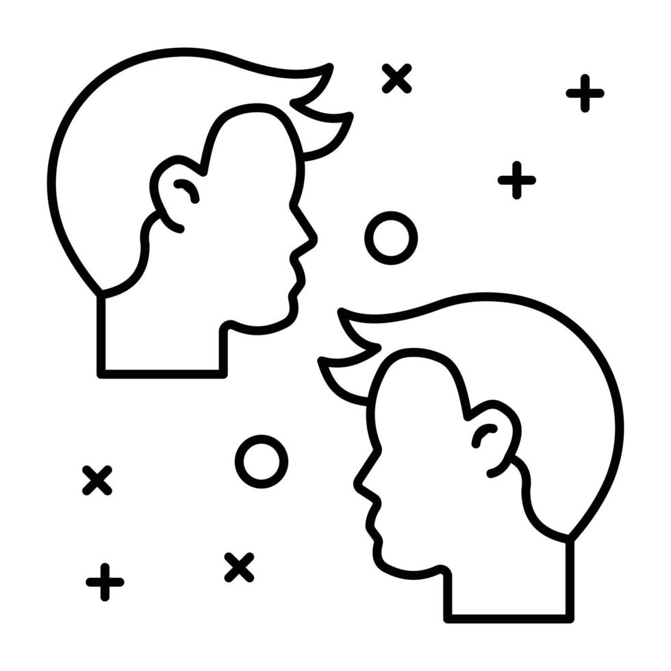 Twin persons, linear icon vector of gemini