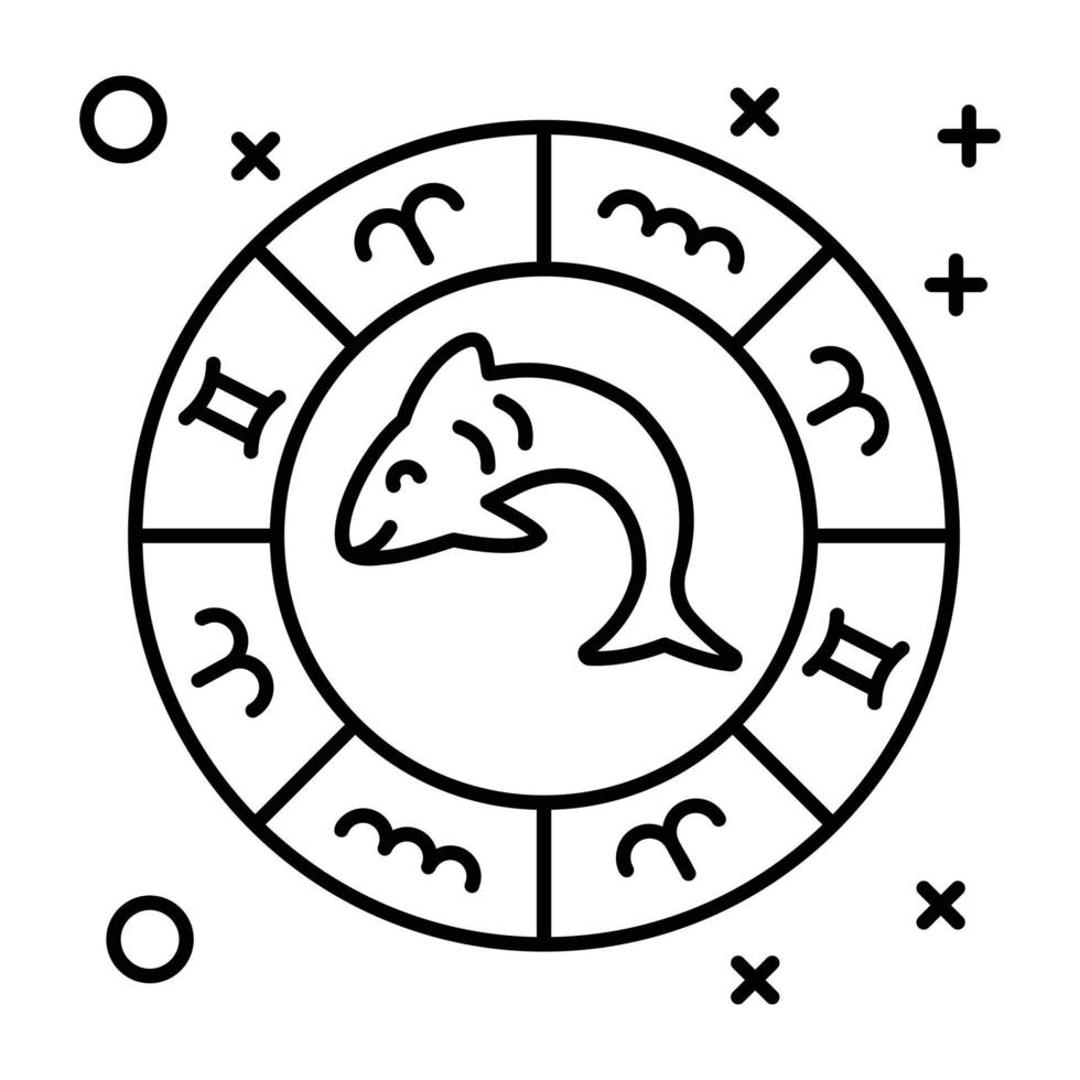 zodíaco estrella firmar, lineal icono de Piscis horóscopo vector