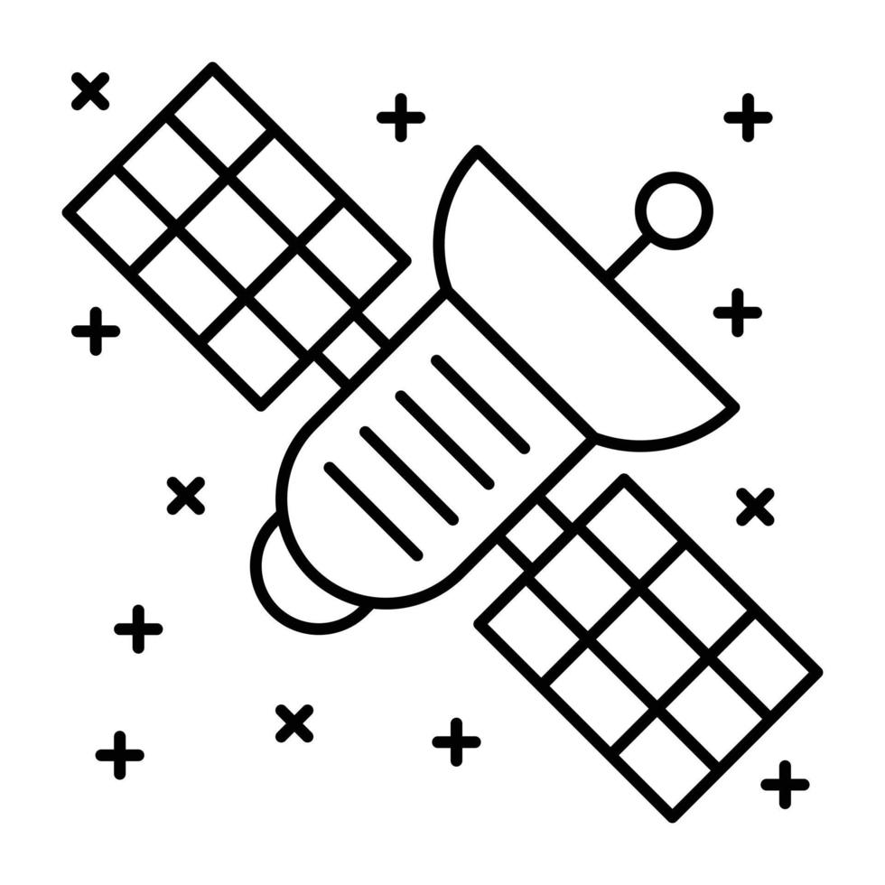 Linear icon of artificial satellite is up for premium use vector