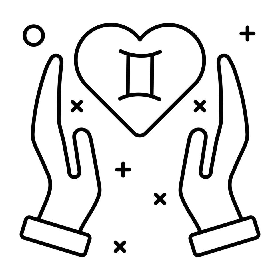 Creatively designed linear icon of gemini vector
