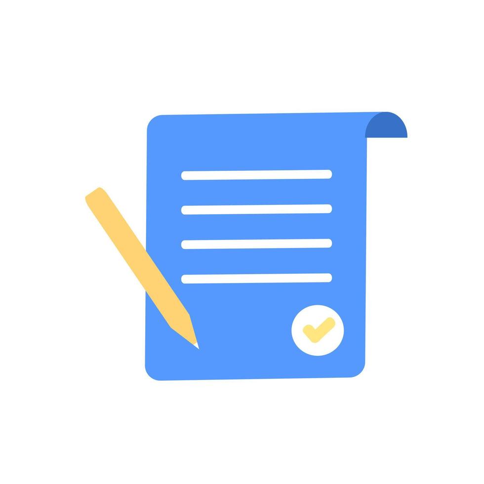 Flat writing vector icon. Creative writing and storytelling, copywriting for education concept. Paper task management, todo check list, note project plan, exam with pencil. Minimal style