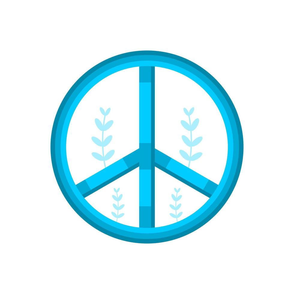 Blue sign of pacifism peace with leaves tree, Concept no war flat vector icon design.