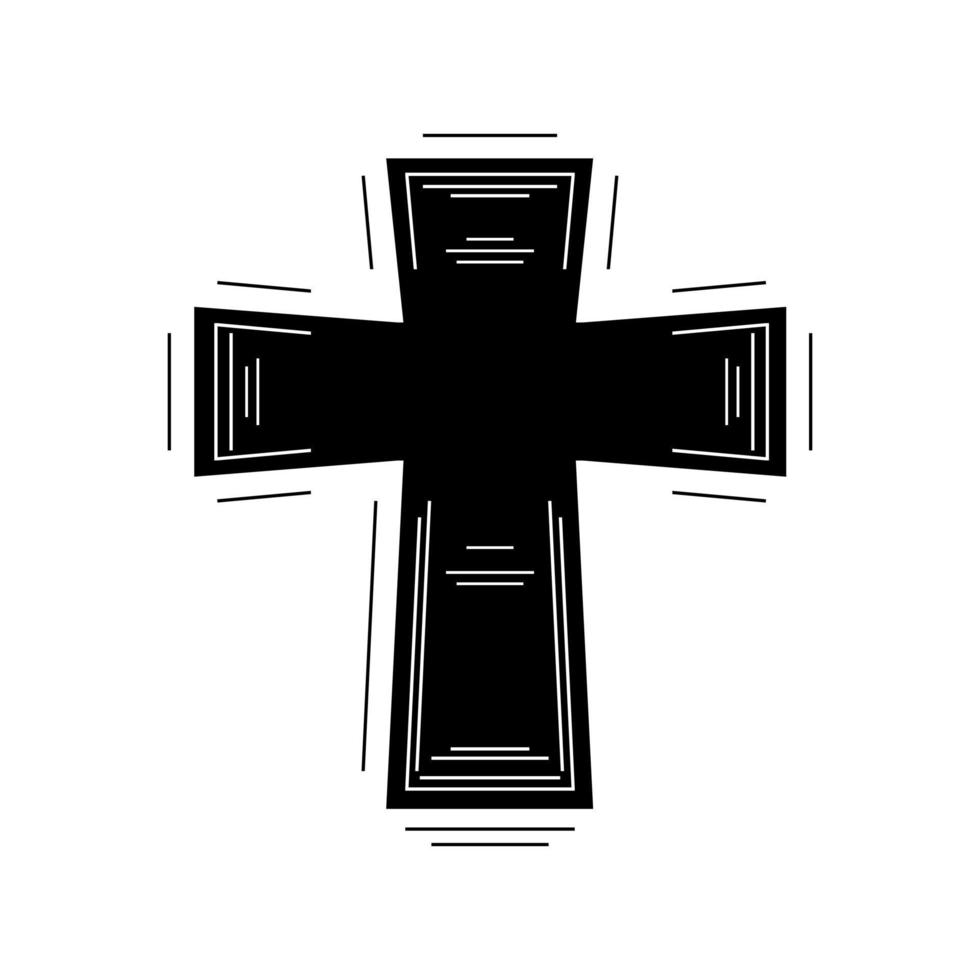 negro cristiano crucifijo cruzar plano vector icono diseño.