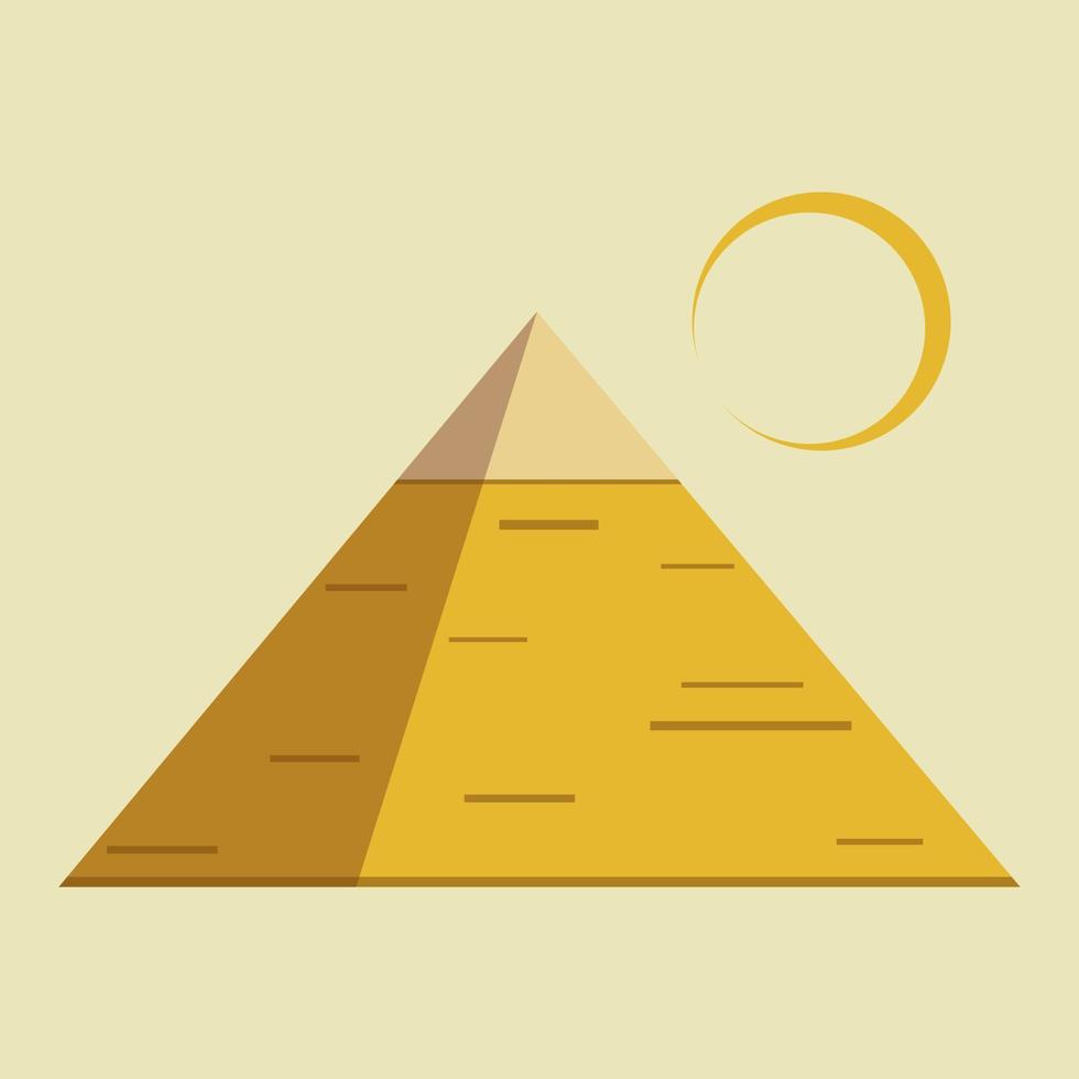 Egypt ancient pyramids of Giza are egyptian pharaoh tomb with crescent moon in night flat vector icon design.
