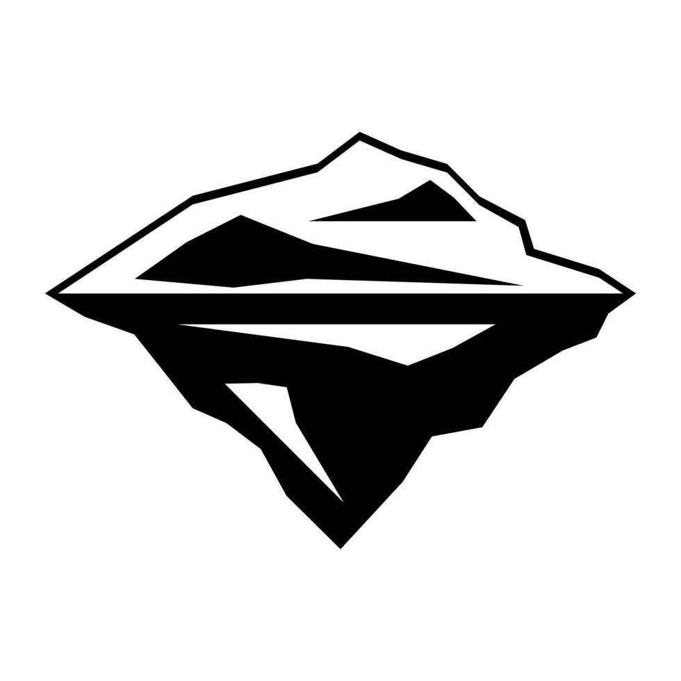 Iceberg or ice mountain black icon flat vector design.