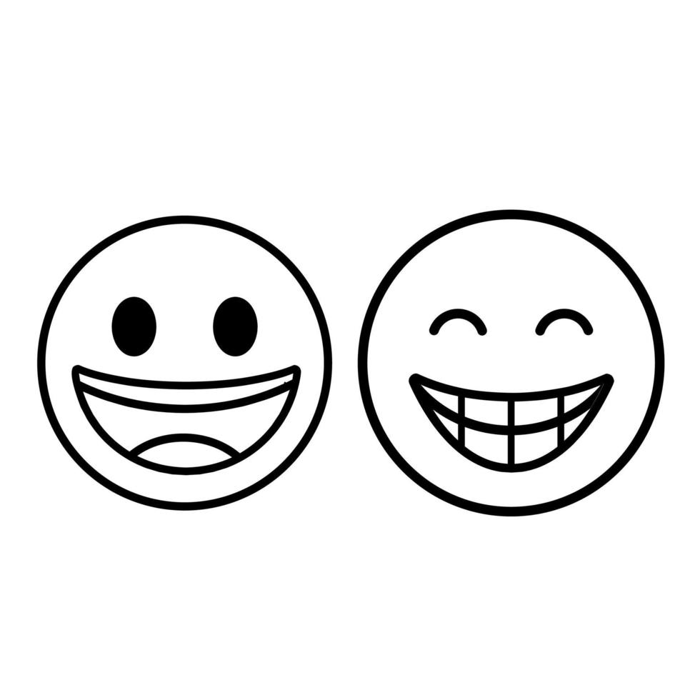 Smile and eye closed emoji outline illustration vector