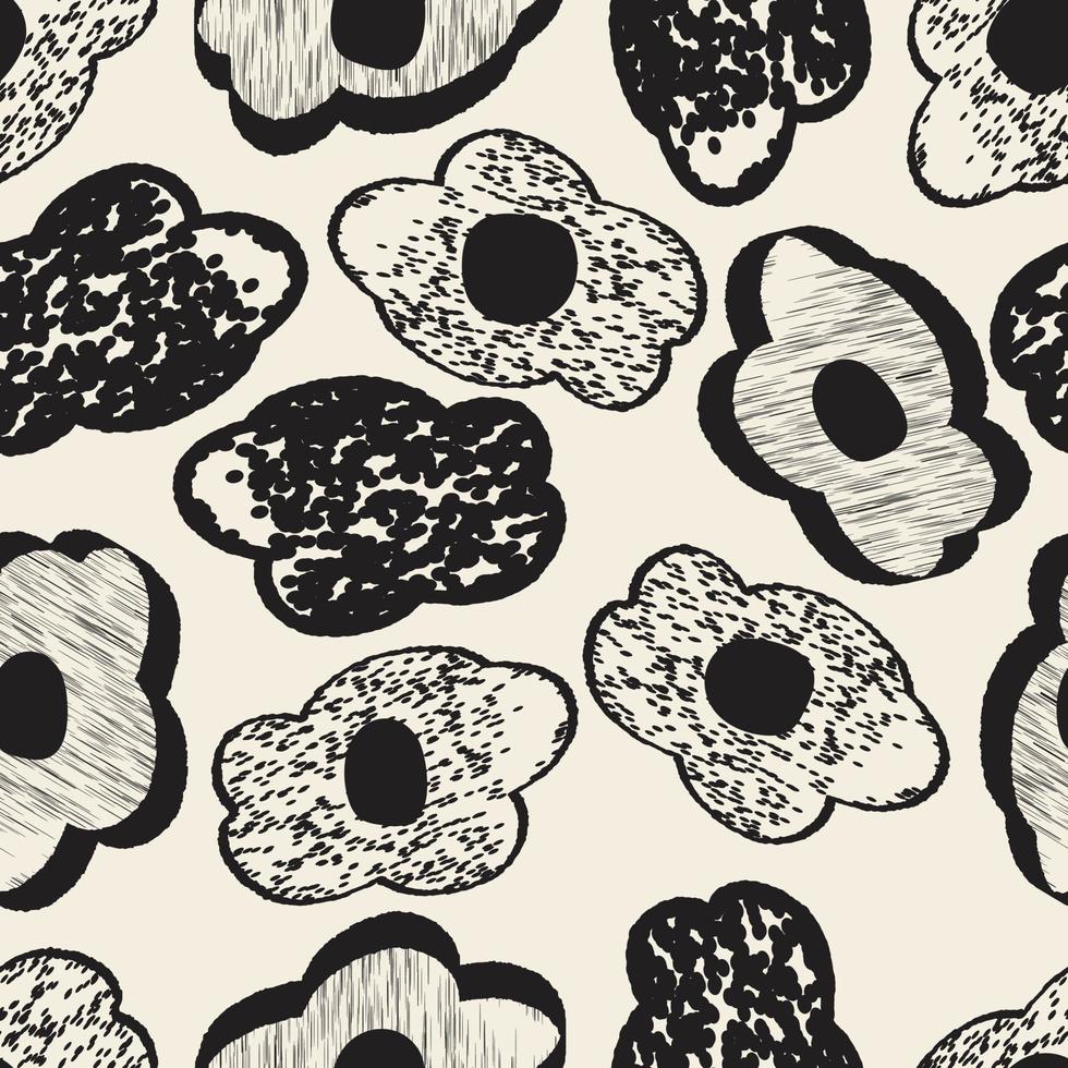 seamless monochrome blossom pattern  background, greeting card or fabric vector