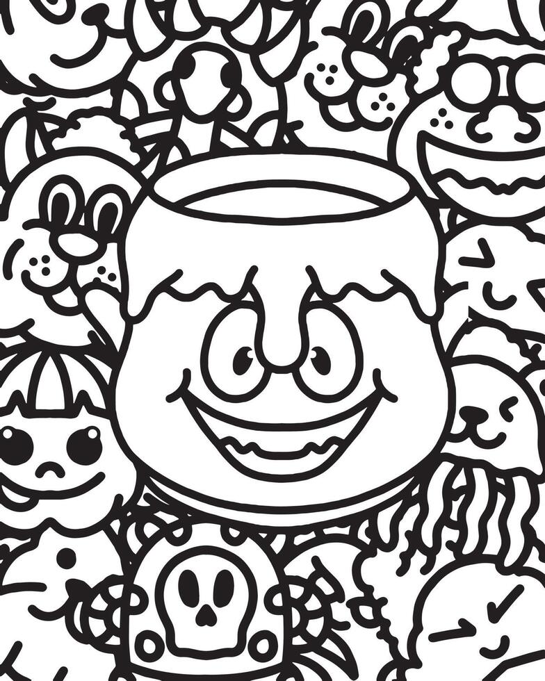 Doodle Pot coloring book for educational kids vector