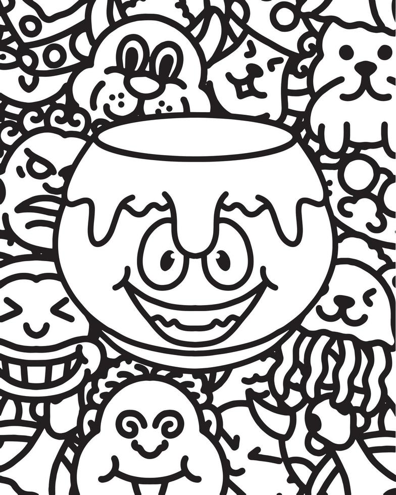 Doodle Pot coloring book for educational kids vector