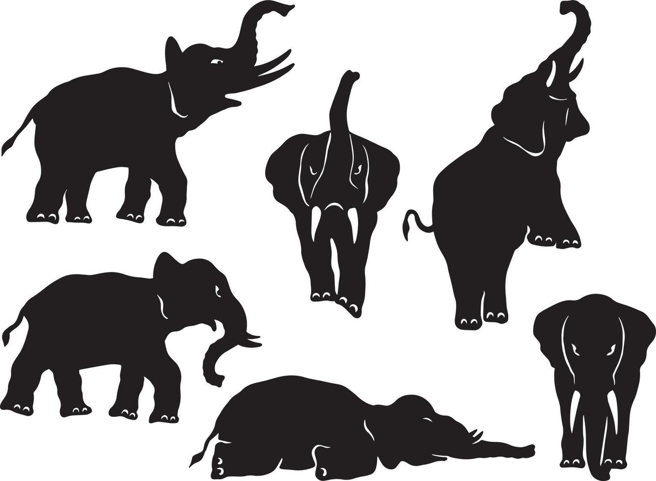 un colección de sencillo elefante ilustraciones vector