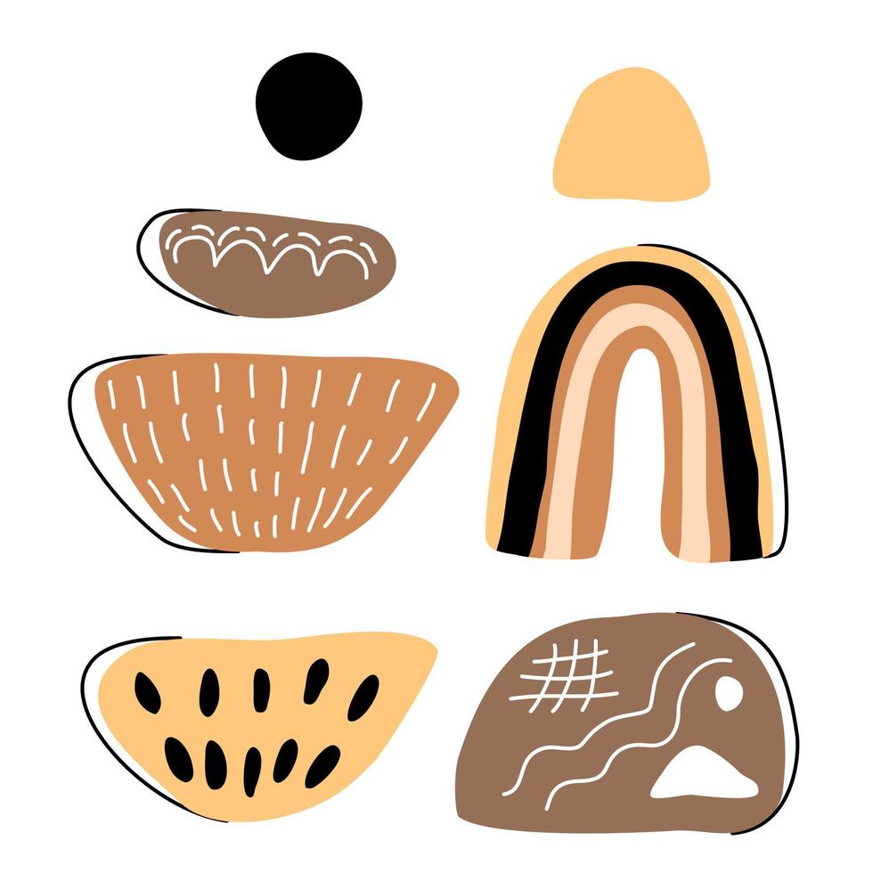 Set of abstract boho elements on white background for embellishments, cards, t-shirt designs, apparel designs, phone cases, canvas prints, fabric designs, scrapbook, and more. vector