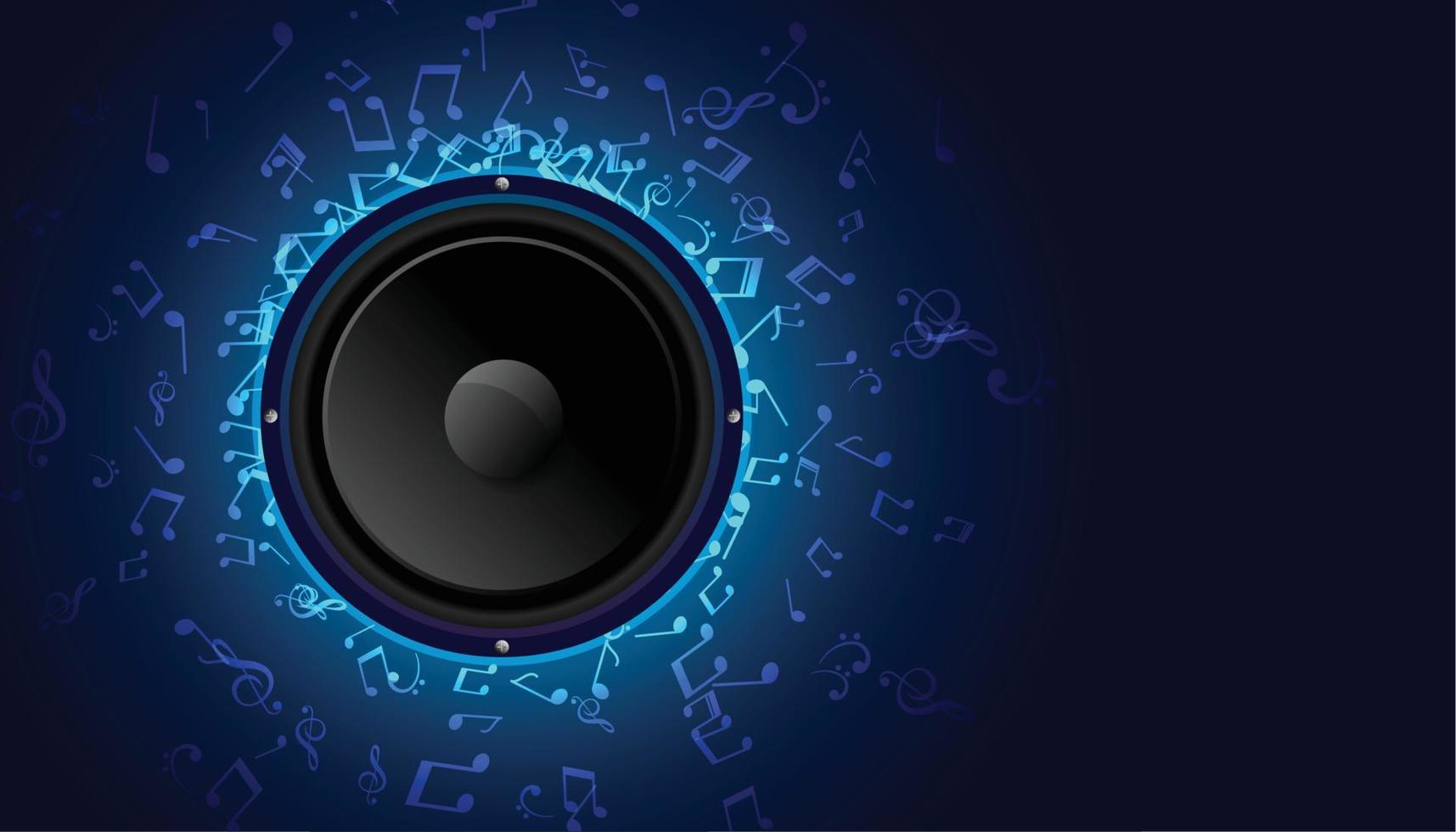 música altavoz con azul sonido notas antecedentes vector