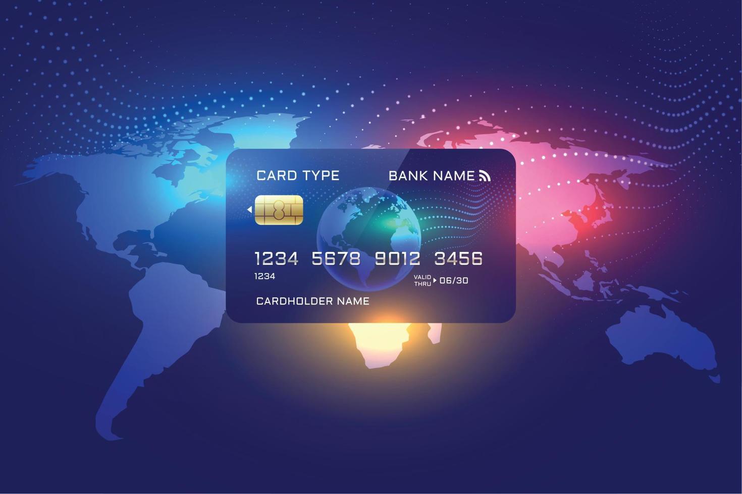 global recognised credit card concept background vector