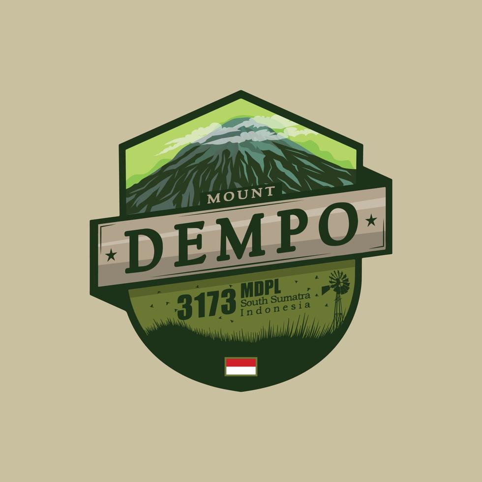 Mountain Logo. The mountain originating from Indonesia is named Mount Dempo. with a height of 3,173 meters vector