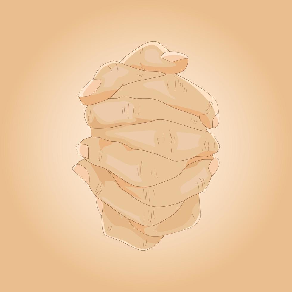 illustration of two palms holding hands that impresses strength vector