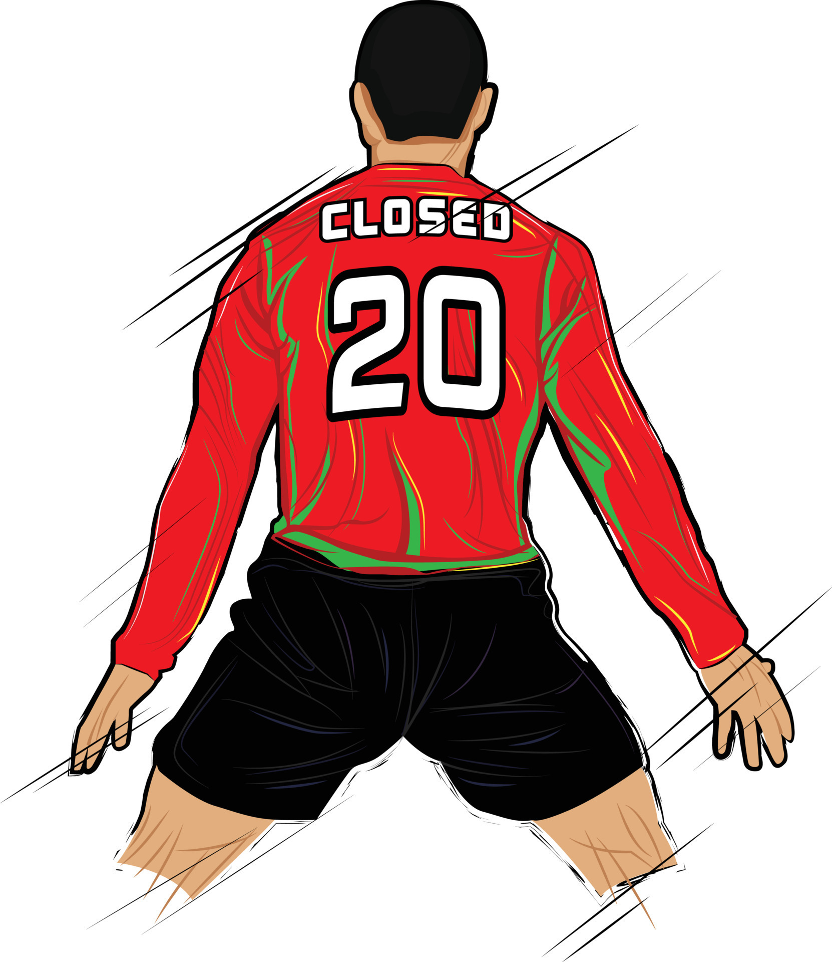 football player illustration poster seen from behind. numbered 20 with