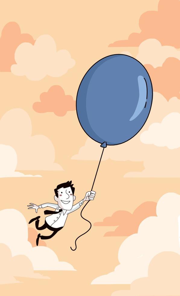 executive flying with balloon vector