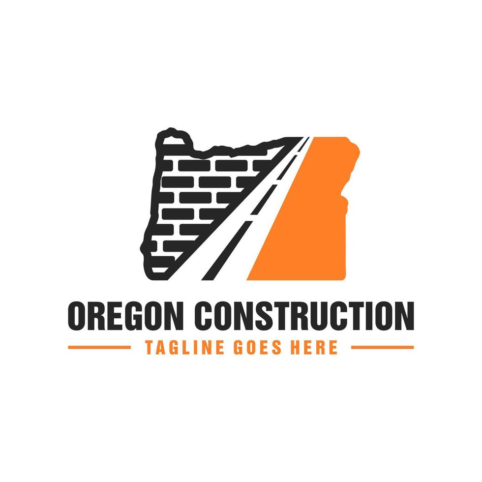 oregon country road construction illustration logo design vector