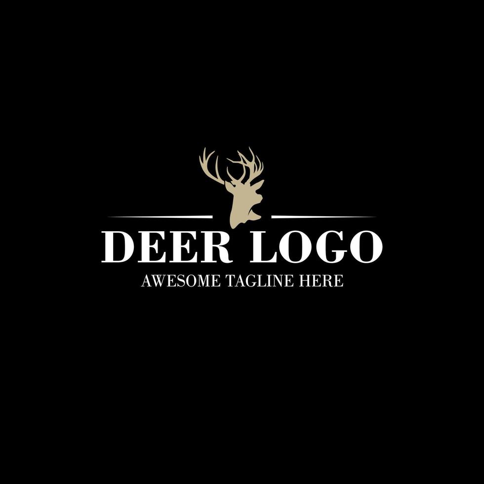vintage deer hunter logo design. vector illustration