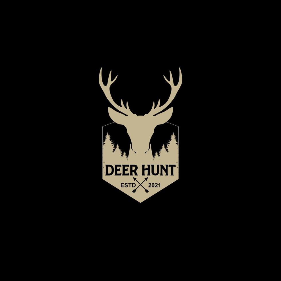 Clásico ciervo cazador logo diseño. vector ilustración