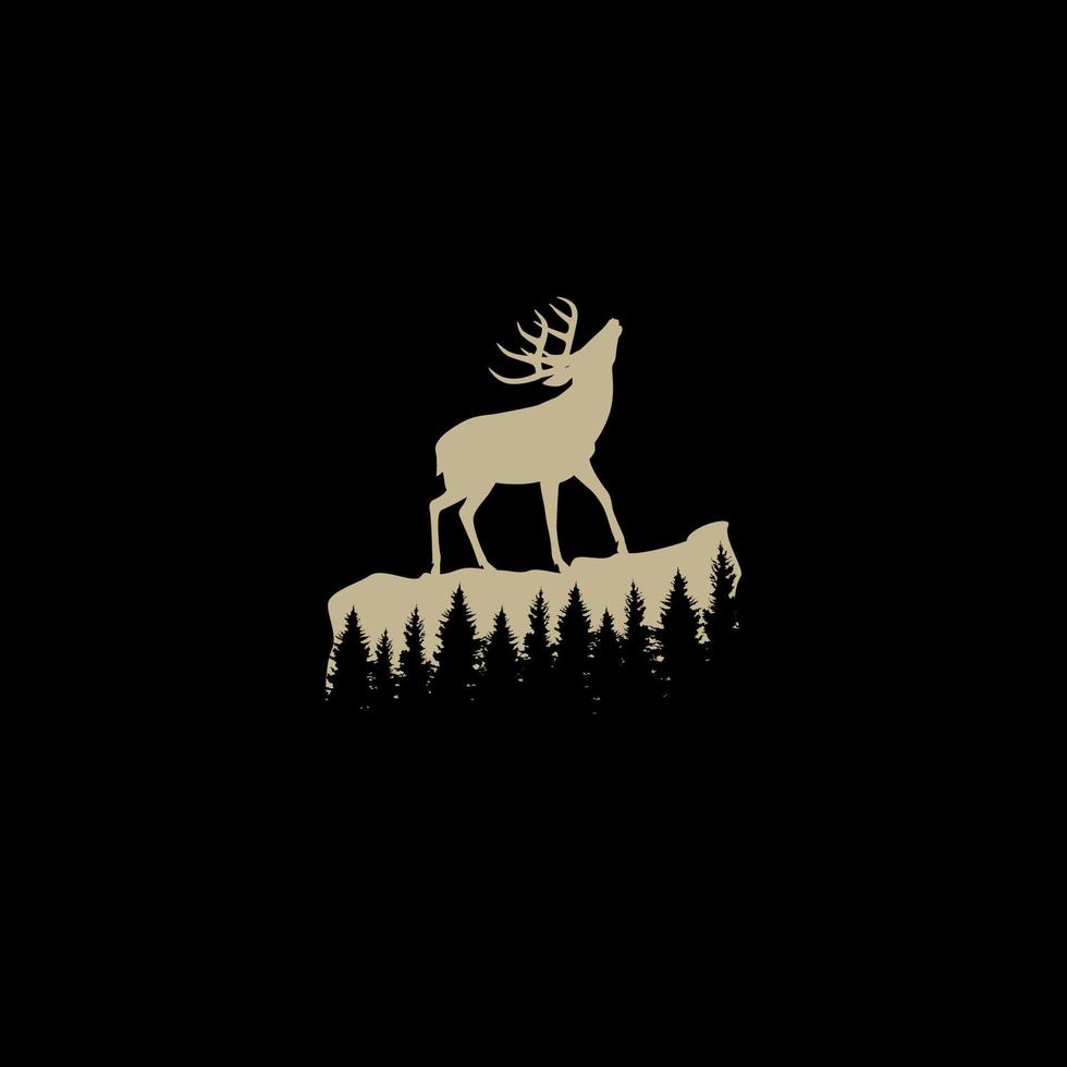 vintage deer hunter logo design, vector illustration