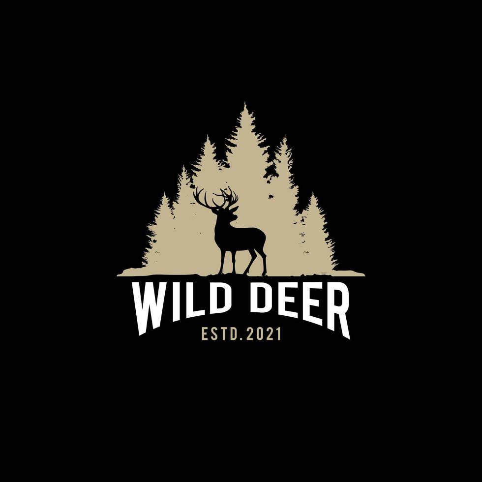 Clásico ciervo cazador logo diseño, vector ilustración