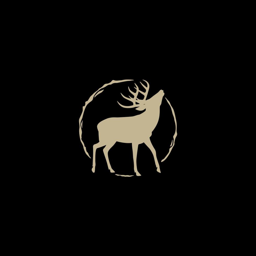 vintage deer hunter logo design, vector illustration