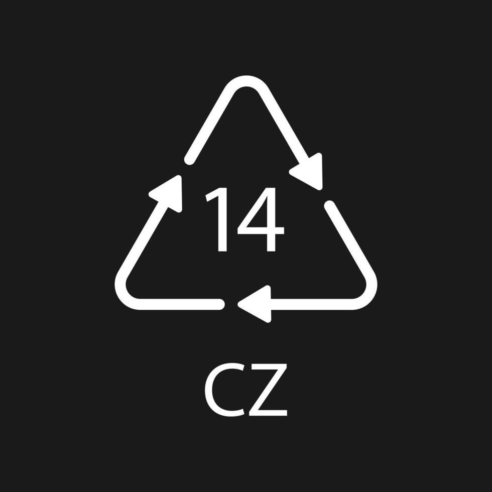 símbolo de reciclaje de batería 14 cz. ilustración vectorial vector