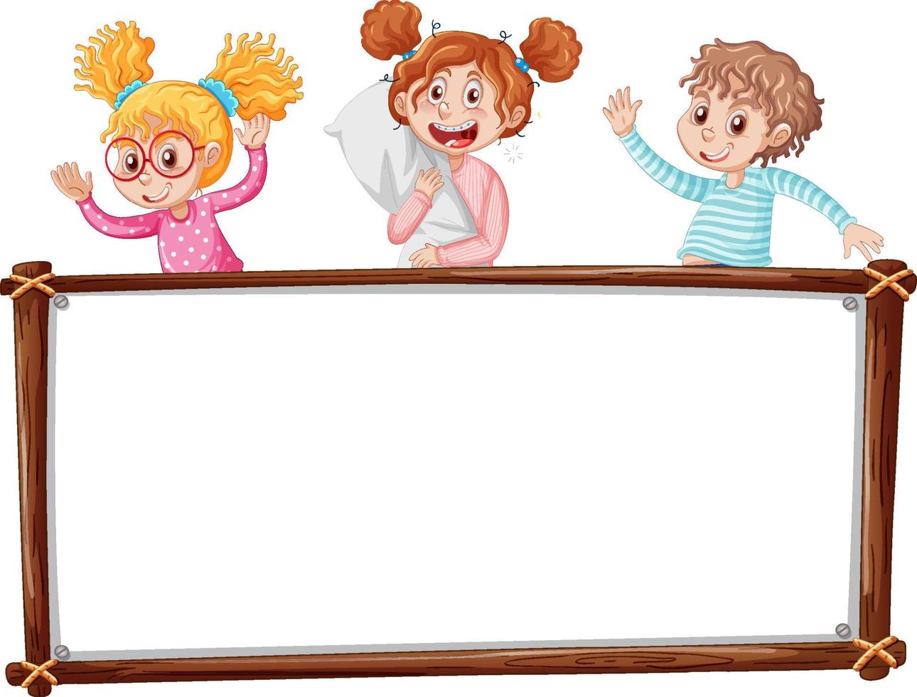 Board template with happy kids vector