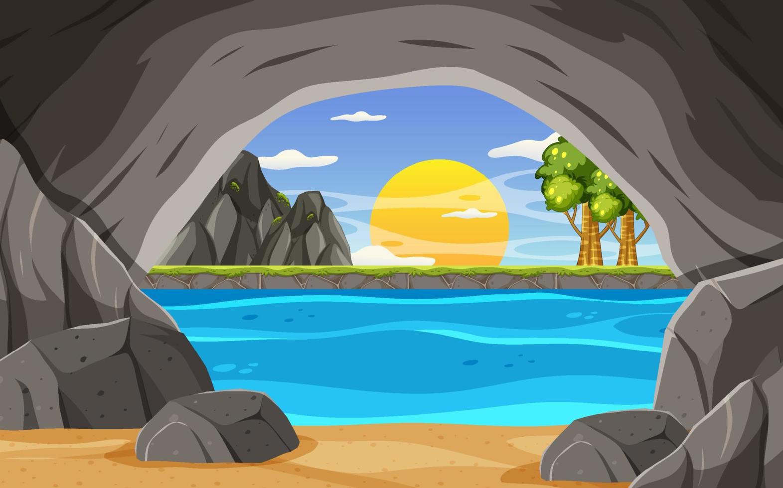 dentro del paisaje de la cueva en estilo de dibujos animados vector