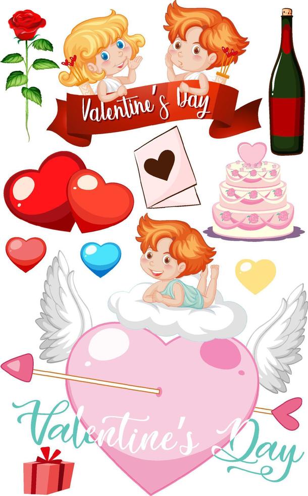 tema de san valentin con cupido y corazones vector