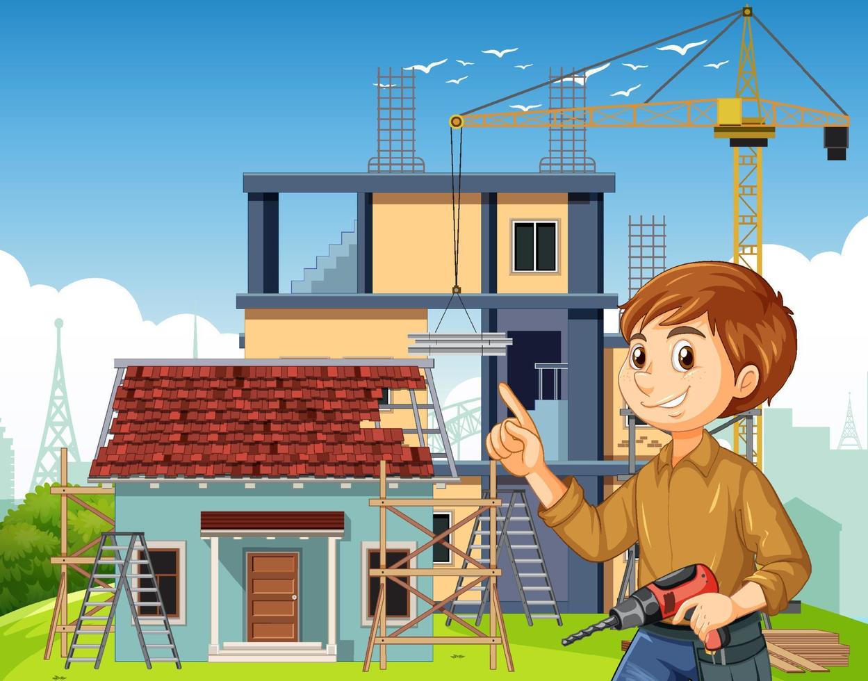 Building construction site background vector